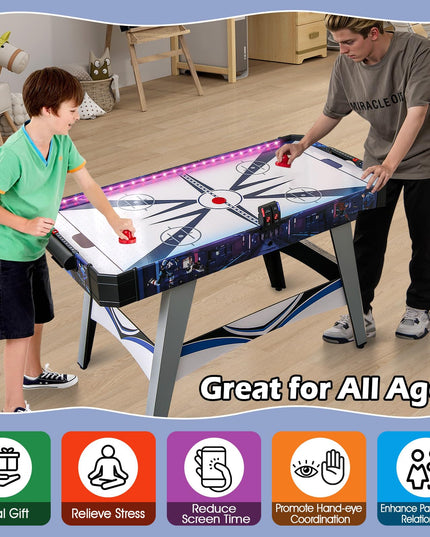 Giantex 54" Air Hockey Table - Arcade Hockey Table Gaming Set w/LED Electronic Scoring & Lights, 2 Pucks, 2 Pushers