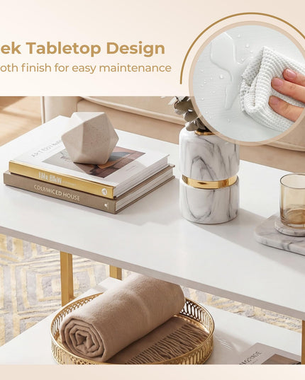 Giantex 2-Tier Coffee Table with Storage with Heavy-Duty Metal Frame