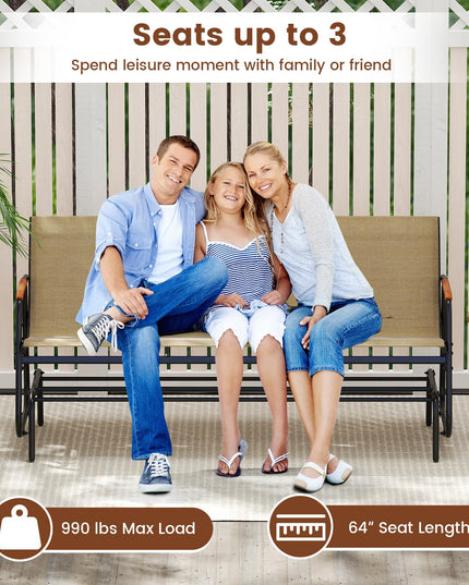 Giantex 3-Person Swing Gliding Loveseat with Curved Teak Armrests