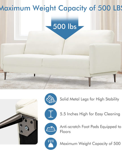 Giantex Sofa Couch, for Bedroom, Reception Rooms, Chair & Loveseat(Grey & White)