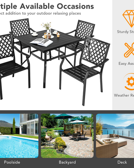 Giantex Patio Dining Chairs, Outdoor Stackable Metal Chair
