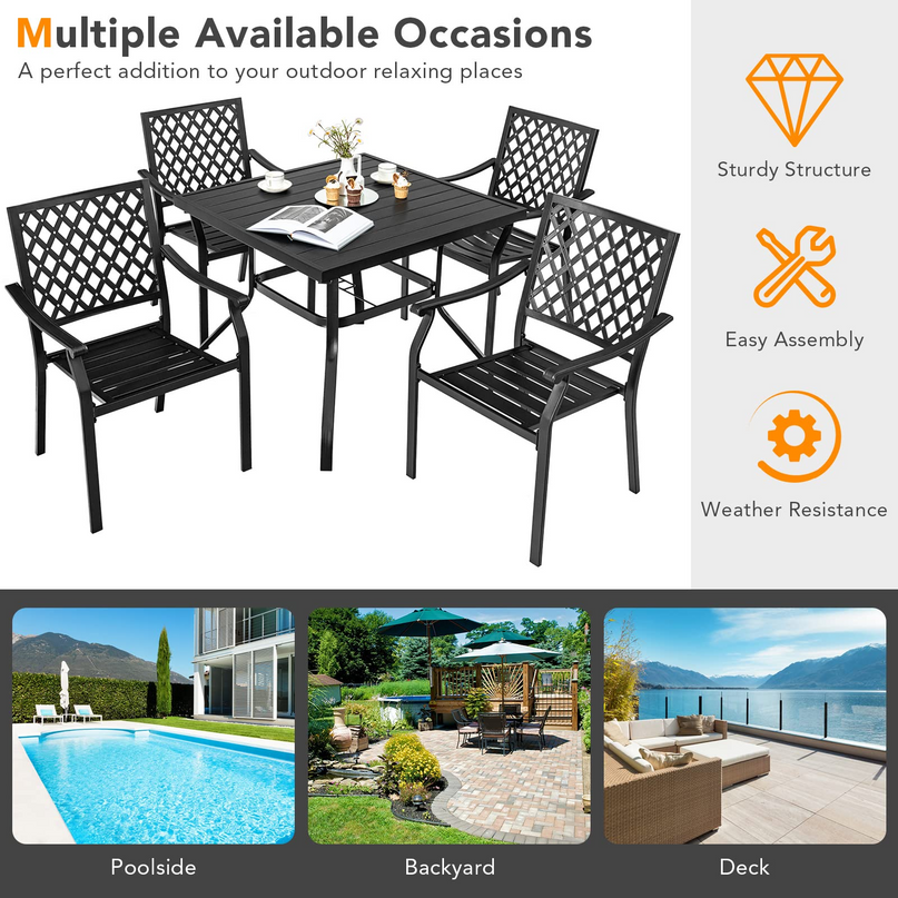 Giantex Patio Dining Chairs, Outdoor Stackable Metal Chair
