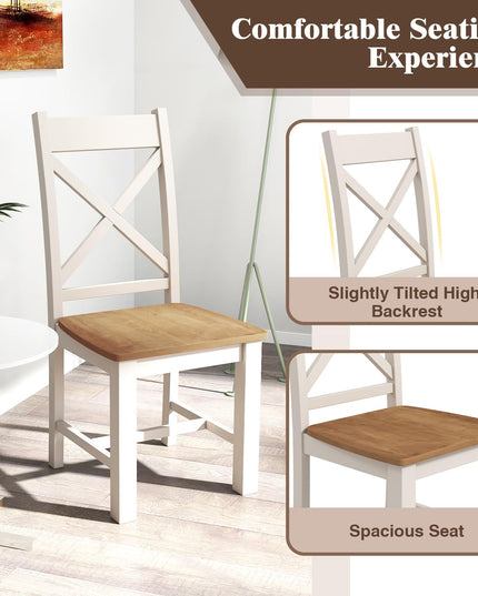 Giantex Wooden Dining Chairs Set, Farmhouse Kitchen Chairs with High Cross Back, Rubber Wood Frame