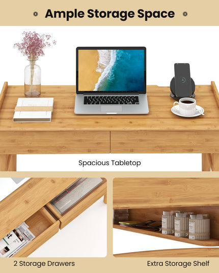 39.5" Bamboo Home Office Desk - Giantex