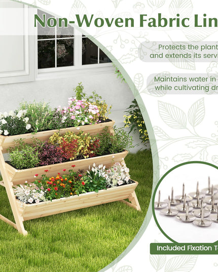 Giantex 3-Tier Raised Garden Bed, Wooden Vertical Planter Box with Storage Shelf