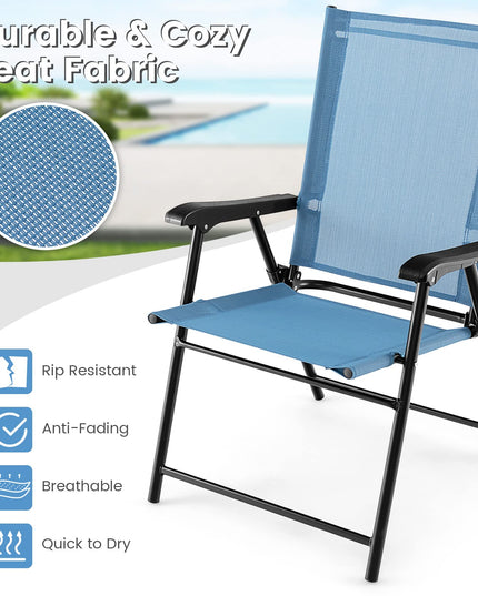 Giantex Patio Chairs Set of 2/4, Folding Patio Chairs for Deck Beach Camping Dining Picnic