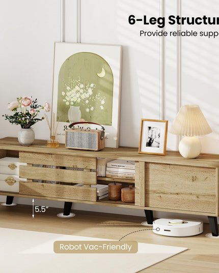 Giantex Mid Century Modern TV Stand for 65-80 Inch TV