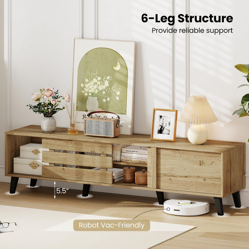 Giantex Mid Century Modern TV Stand for 65-80 Inch TV