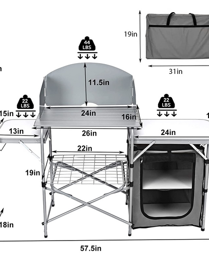 Giantex Folding Grill Table with 26'' Tabletop and Detachable Windscreen
