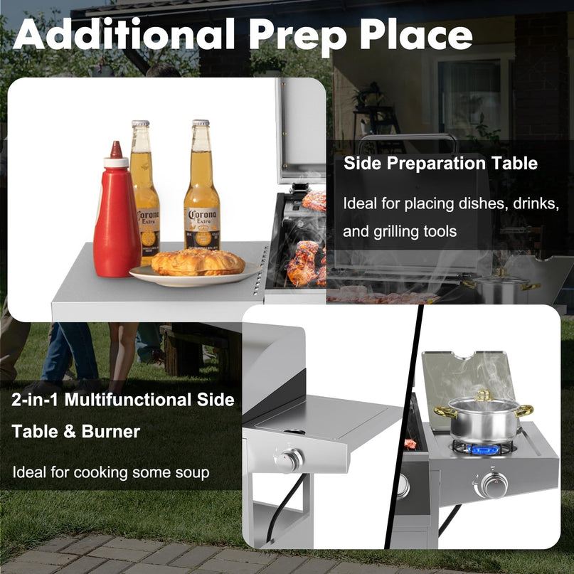 Giantex 4-Burner Propane Gas Grill with Side Burner