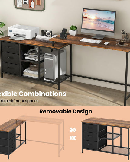 Giantex L Shaped Computer Desk with Drawers