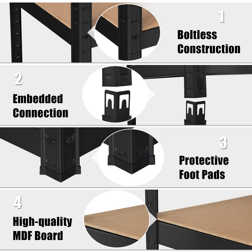 Giantex Shelving Rack Storage Shelf Steel Garage Utility Rack 5-Shelf Adjustable Shelves