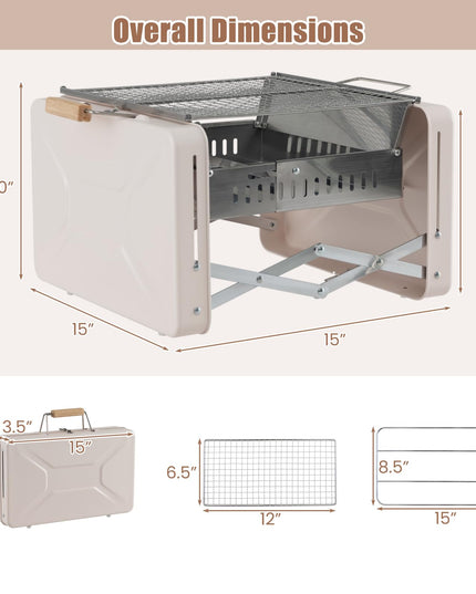 Giantex Portable Charcoal Grill - 15" Small Barbecue Grill, Folding BBQ Grill with Removable Grill Grids & Charcoal Box