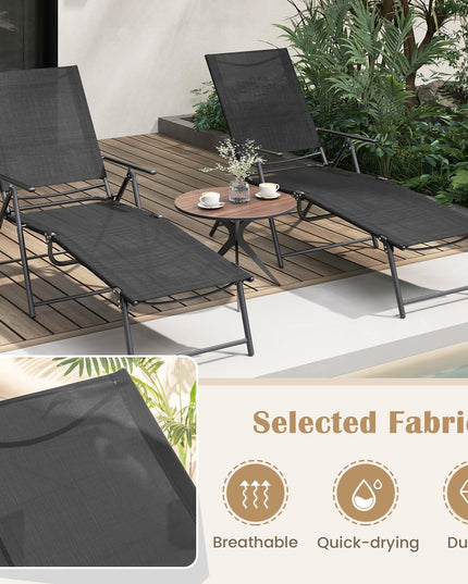 Giantex Lounge Chair Outdoor Set of 2 - Tanning Chair with 6 Adjustable Backrest
