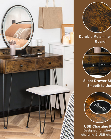CHARMAID Vanity Set with Lighted Mirror - Giantex