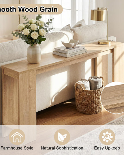 Giantex 71" Farmhouse Console Table Narrow Long Entryway Table Behind Couch