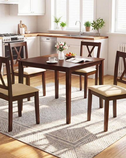 Giantex 35.5" Square Kitchen Table with Solid Rubber Wood Legs