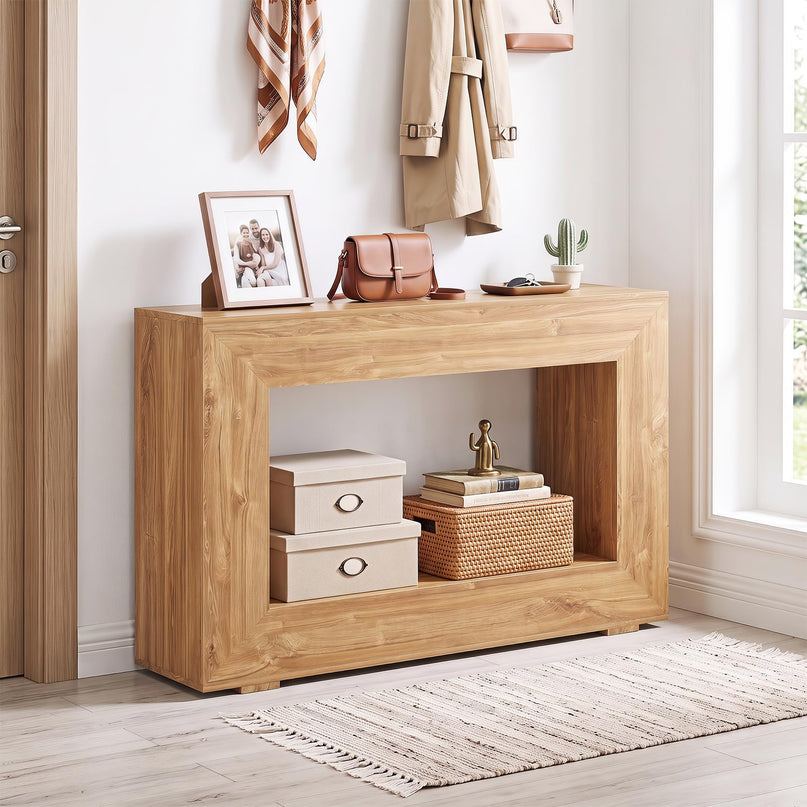 GIANTEX 47" Farmhouse Wooden Console Table with Open Storage Shelf