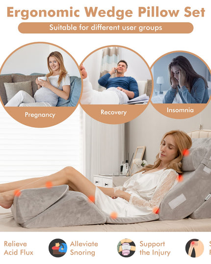6PCS Orthopedic Bed Wedge Pillow Set - Giantex