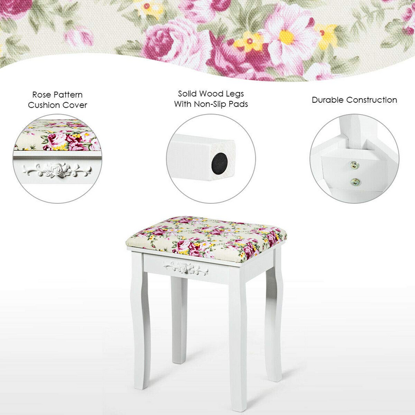 Giantex Coiffeuse avec Miroir, Tabouret Rembourré, Grande Table de Maquillage à Plateau Relevable pour Chambre à Coucher