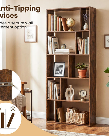 Giantex 6-Tier Bookshelf | 10-Cube Industrial Bookcase w/Open Back (1/2)