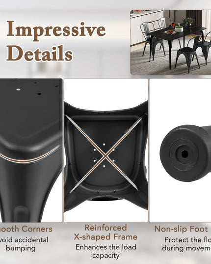 Giantex Metal Dining Chairs Set of 4, Farmhouse Kitchen Chairs with Removable Backrest
