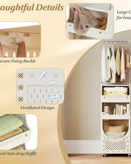 Giantex 4-Tier Laundry Cart with Hanging Rack