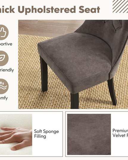 Giantex Tufted Dining Chairs, Upholstered Kitchen Chairs w/High Backrest, Rubber Wood Legs