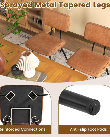 Giantex PU Leather Dining Chairs Set of 2/4, Upholstered Kitchen Chairs w/Padded Backrest & Seat, Metal Legs
