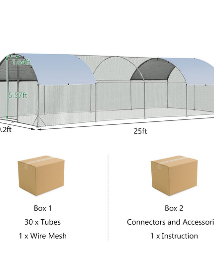 Giantex Large Metal Chicken Coop, Dome Shaped Poultry Cage Hen Run House Rabbits Habitat for Backyard Farm Outdoor