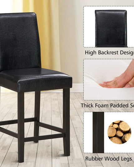 Giantex 25 inch Wooden Vintage Bar Chairs, Counter Stools w/ Upholstered Foam Cushion & Solid Rubber Wood Legs