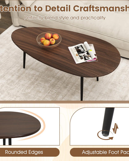 Table basse ovale Giantex, table d'appoint de style Mid-Century Modern