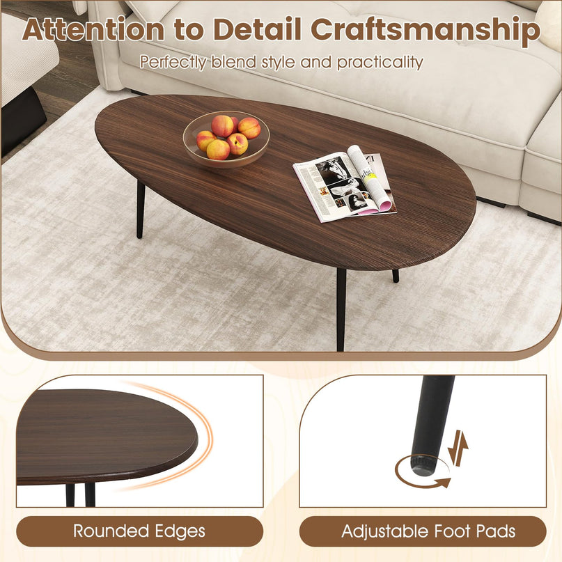 Table basse ovale Giantex, table d'appoint de style Mid-Century Modern