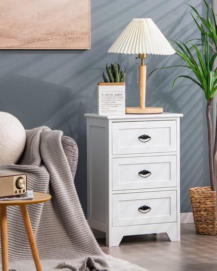 Giantex Nightstand with 3 Drawers, Bedside Table