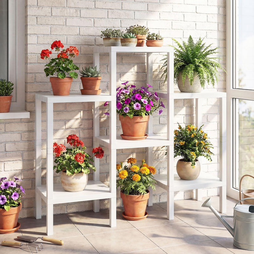 Giantex 6-Tier Plastic Modular Storage Shelves | Open Display Utility Shelving Unit
