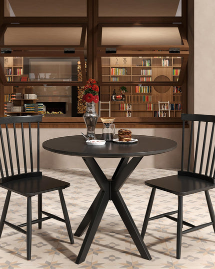 Giantex Windsor Dining Chairs Set of 2/4 Black, w/Wide Seat & Spindle Back, Max Load 400 Lbs