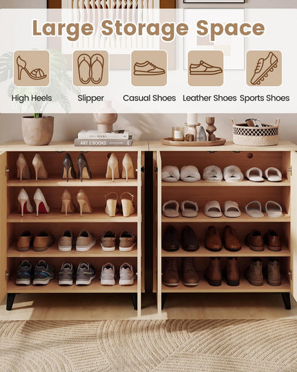 GIANTEX Geometric Shoe Cabinet with 2/3 Doors for Entryway