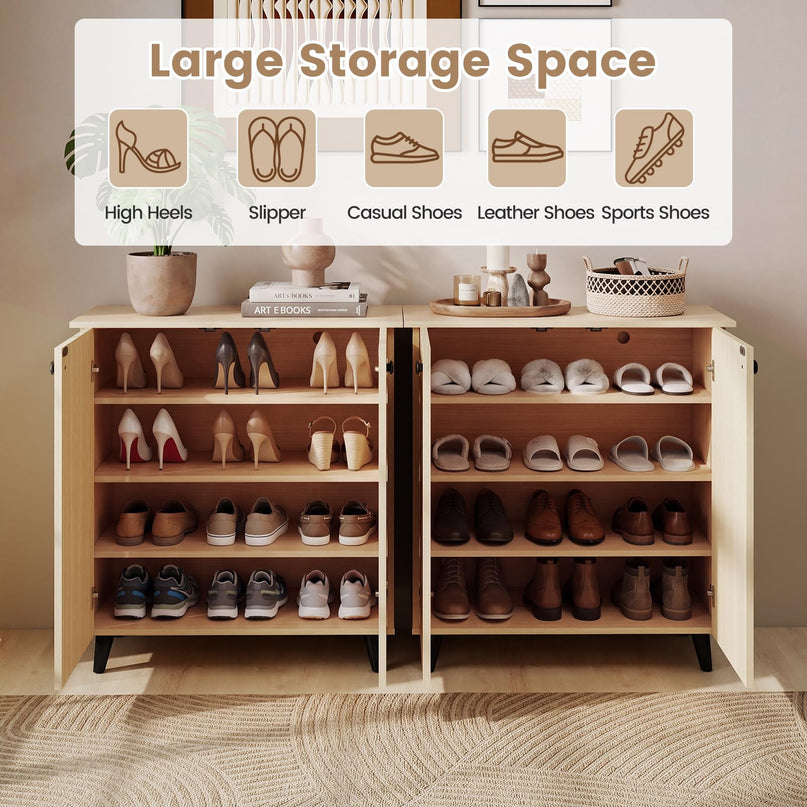 GIANTEX Geometric Shoe Cabinet with 2/3 Doors for Entryway
