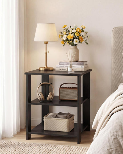 Giantex 16" Square Wooden 3-Tier Side Table with Open Storage Shelves (1/2)