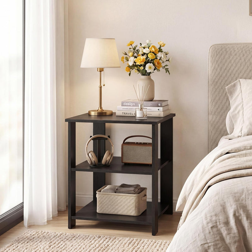 Giantex 16" Square Wooden 3-Tier Side Table with Open Storage Shelves (1/2)