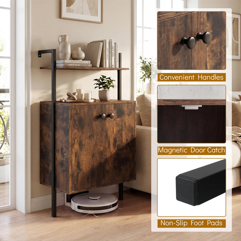Giantex 38" Tall Industrial Wall Mount Bookshelf with Storage Cabinet (1/2)
