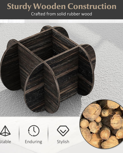 Giantex 35" Glass Round Coffee Table with Storage & Solid Wood Base