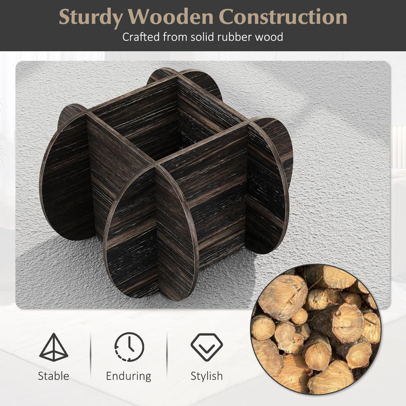 Giantex 35" Glass Round Coffee Table with Storage & Solid Wood Base