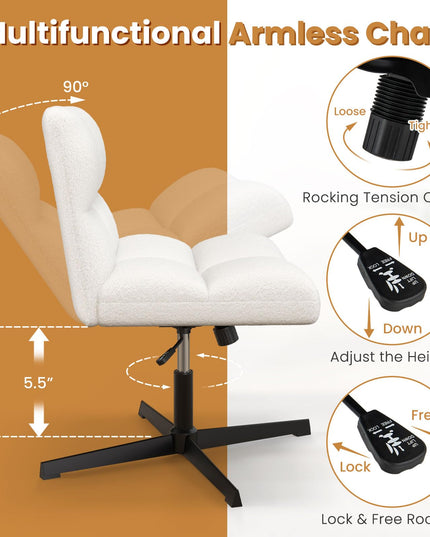 Giantex Criss Cross Chair No Wheels, Armless Cross Legged Office Desk Chair