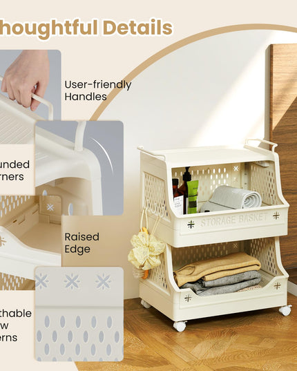 Giantex 3/4/5 Tier Rolling Laundry Cart with Wheels for Laundry Room