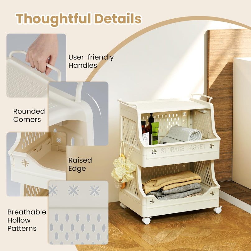 Giantex 3/4/5 Tier Rolling Laundry Cart with Wheels for Laundry Room