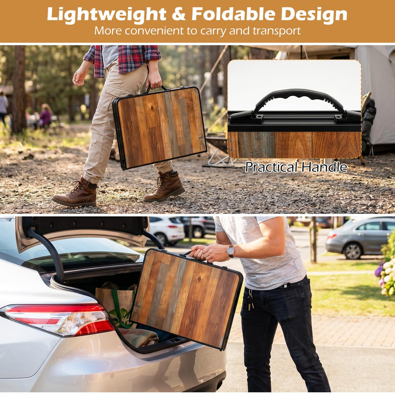 Giantex 3 FT Folding Portable Aluminum Picnic Table with Adjustable Heights