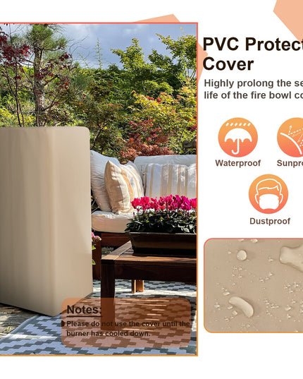 Giantex Outdoor Propane Fire Pit - 48 Inch Propane Fire Bowl Column with Lava Rocks & PVC Cover, 30,000 BTU Heat Output