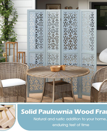 Giantex Room Divider 4/6 Panels - Boho Room Dividers with Carved Cutout Pattern & Solid Wood Frame, Fully Assembled