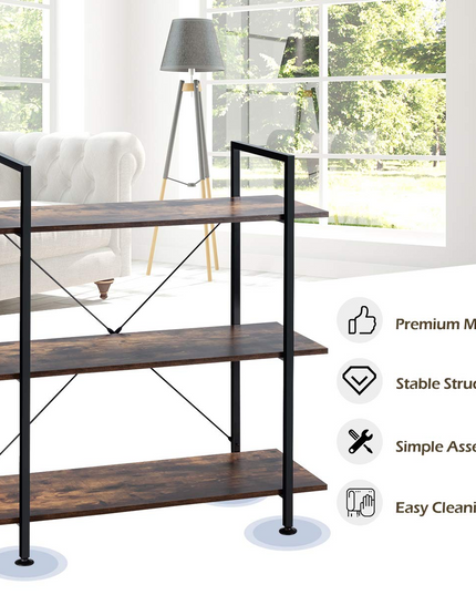 Giantex 3-Tier Industrial Bookshelf, Vintage Bookcase w/ Metal Frame